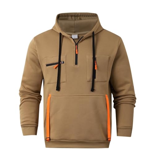1/4 Zip Pullover Mens Hoodie Solid Color Casual Sweatshirts Heavyweight Fleece Lined Hooded Sweatshirts with Pockets4