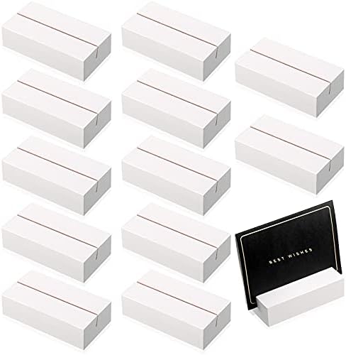 Thyle 12 Pieces Wood Place Card Holders Wood Sign Holders Table Number Holder Stands Name Card Holder for Wedding Party Events Decoration (White, 3 x 1.6 x 0.8 Inch)