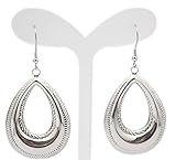 COUYA Silver Stainless Steel Waterdrop Tear Drop Fishhook Earrings for Women