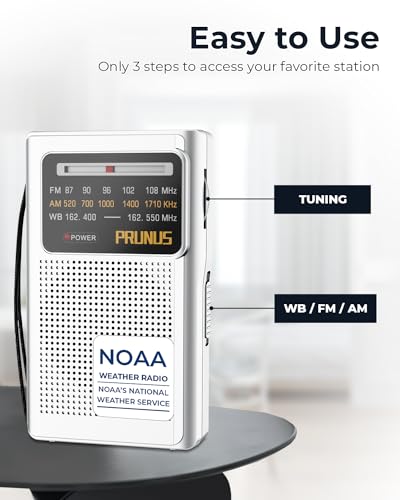 NOAA Weather Radio AM FM, AA Battery Radio for Power Outages PRUNUS J161 - Image 5