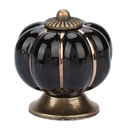 Fockety Pumpkin Decorative European Door Knobs, Ceramic Handle, Lovely for Cabinet Drawer Furniture Drawer(black)