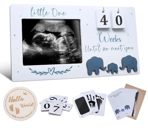 VKDDM Sonogram Picture Frame with Countdown Weeks - 4x3 Ultrasound Photo Frame Pregnancy Announcement for Expecting Parents/Grandparents Reveal Mothers Day and Mom to be Gifts for 1st Time Mom