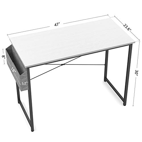 Image of Cubiker Computer Desk, Home Office Writing Study Desk, Modern Simple Style Laptop Table with Storage Bag (47.2, White)