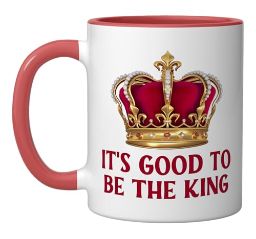 Taza de cerámica 11 oz diseño corona rojo/blanco miniatura 1