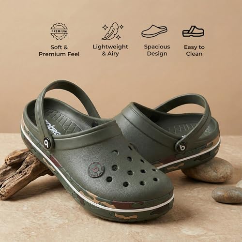 Image of KOBURG Lite Men's Super Stylish Clogs | Casual Walking Clogs | Sandals with Adjustable Back Strap for Men | Comfortable & Light Weight | Stylish & Anti-Skid | Waterproof | Gents /Boys KF-414