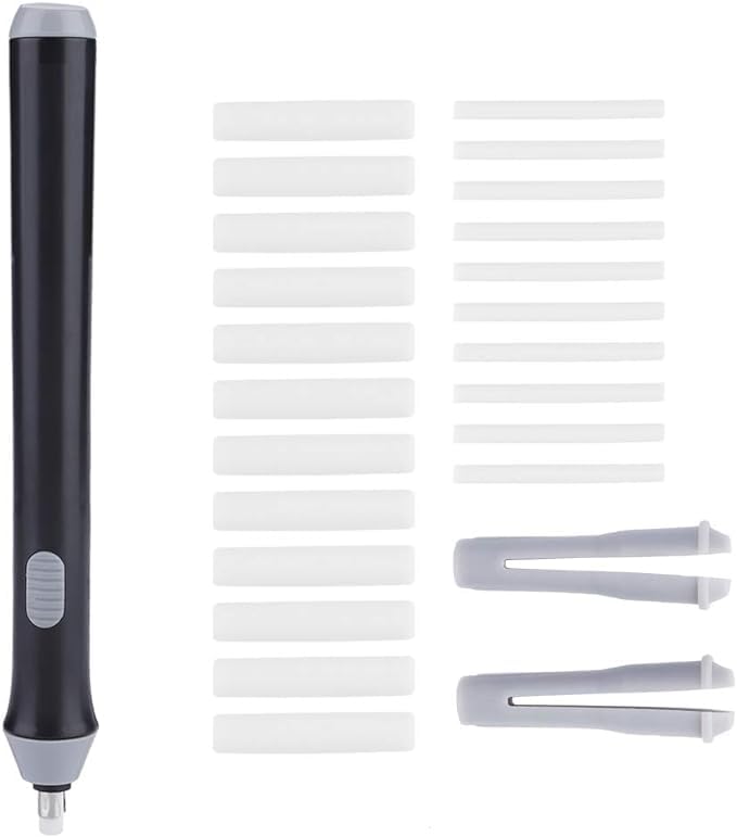 Electric Erasers, Battery Operated Eraser Automatic Portable Plastic Pen Electric Eraser with 22 Additional Replaceable Rubber Eraser Refills for