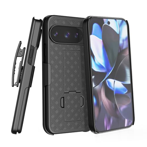 CusPra for Pixel 10 Pro XL Holster Case with Belt Clip & Kickstand, 2-in-1Rugged Bumper Cover Full-Body Military Grade Protection (Black)
