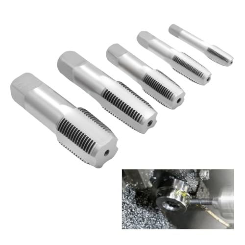 Ollanoos 5-teiliges NPT-Rohrgewindebohrer-Set, 1/8 Zoll, 1/4 Zoll,3/8 Zoll, 1/2 Zoll, 3/4 Zoll, Gewindeformer aus Kohlenstoffstahl, Rohrgewinde-Reparaturwerkzeug