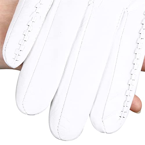 Guantes de Cuero Blanco Guantes cálidos con Forro Corto de Piel de Oveja para Mujer