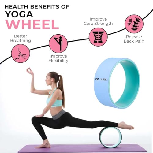 Image of De Jure Fitness Yoga Wheel | Ideal for Stretching, Backbends, Exercise, Deep Tissue Massage & Back Pain Relief | Dharma Yoga Prop Wheel with Ultimate Comfort (Navy-Blue)