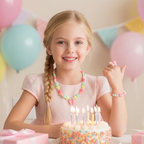 Yuomeaz Butterfly Toddler Jewelry Set, Butterfly Stretch Necklace for Girls, Colorful Pretend Plasy Bracelet and Ring for Dress Up Accessories (Ages 3+ Birthday Gifts) - Thumbnail 3