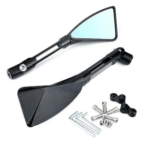 Espejo retrovisor moto de aluminio CNC negro con acabado triangular deportivo