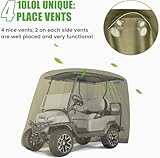 10L0L 4 Passenger Golf Buggy Cover Fits EZGO, Club Car, Yamaha, 400D Waterproof Windproof Sunproof Outdoor All-Weather Polyester Full Cover with Three Zipper Doors - Black/Army Green/Sliver - Image 9