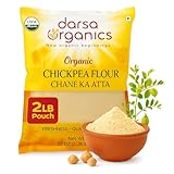Darsa Organics Chickpea Flour 2 lb - Premium Stone Ground Besan Flour - Gluten Free Garbanzo Bean Flour for Baking and Cooking - Non-GMO Gram Flour, Chemical Free, Vacuum Sealed Bag