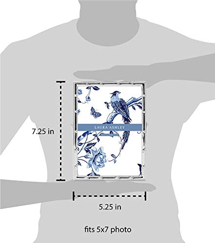 Laura Ashley 5X7 Silver Bamboo Metal Picture Frame (Vertical) With Pull-Out Easel Stand, Made For Tabletop, Counterspace, Shelf And Desk #TOP5