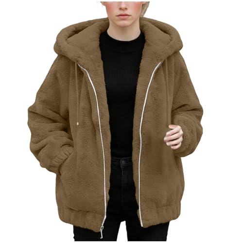 Sherpa Jacket Women Winter Full Zip Fuzzy Fleece Oversized Coats with Hood - image 6