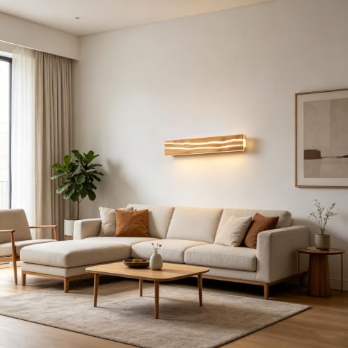 Lámpara de pared de madera rectangular con luz cálida para pasillo 3