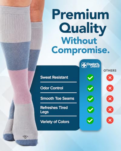 Image of Doctor's Select Bamboo Viscose Light Compression Socks for Women & Men - 3 Pairs, 8-15 mmHg Compression Socks, Knee High