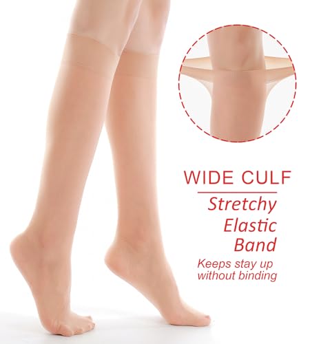 G&Y 12 Pairs Women's Sheer Knee High - 15D Nylon Stockings with Reinforced Toe3