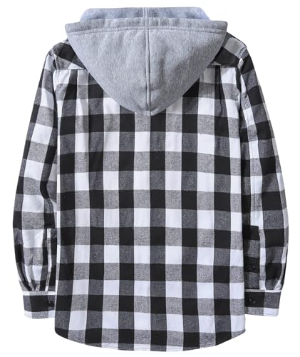 ZITY Men's Flannel Hoodie Shirts Casual Button Down Plaid Shirt Jackets for Men Long Sleeve Stylish Hooded with Pocket3
