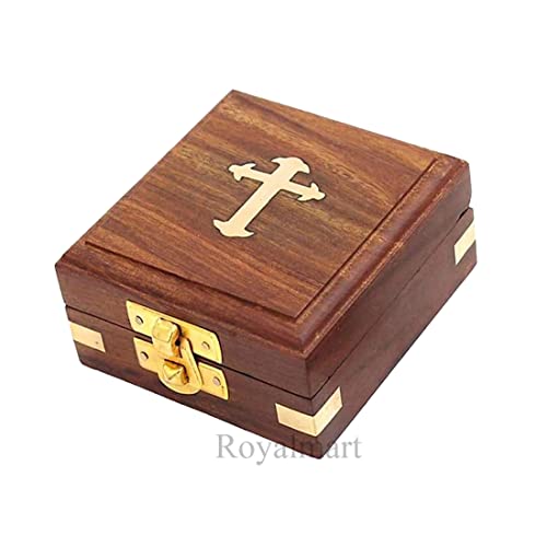 Brújula de latón grabada con caja para regalo miniatura 6