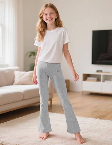 Image of BOOPH 5 Pack Girls Flare Leggings Kids Bell Bottom Pants Cotton Clothes | High Waist Casual Pants for Teen Girl 5-14 Years