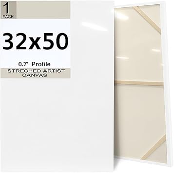 Premium Canvas for Painting - 36x48-32x46-32x50-32x54 Inch - 0.71 inch Thick - Backboard -Acrylic, Oil, Watercolor Art - XL - Extra Large - Professional Artist Quality White Blank 32x50