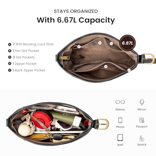 Image of befen Genuine Leather Purses for Women, RFID Medium Leather Crossbody Bags Shoulder Purse Handbags