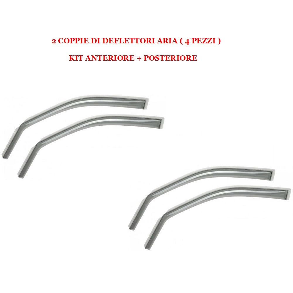 COMPATIBILE CON KIA PICANTO anno 2018 in poi 16.080 2 COPPIE DI DEFLETTORI PER AUTO ANTERIORI+POSTERIORE FARAD (4 PEZZI) ANTIVENTO DEFLETTORE ARIA E PIOGGIA FINESTRINO