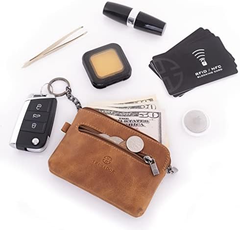 Trusador Milano Kadın Erkek Deri Bozuk Para Kartı Anahtarlık Cüzdan Kese Çanta Fermuarlı Değiştirme Çantası, Konyak, Bozuk Para Cüzdanları ve Torbaları - Görsel 5