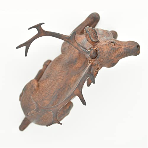 Miyolo Deer Statue & Sculpture Laying Elk Figurine Art Reindeer Home Decor For Table Cabin Lodge Wine Cabinet Decorations Gifts For Hunters -Vintage Rust #TOP2
