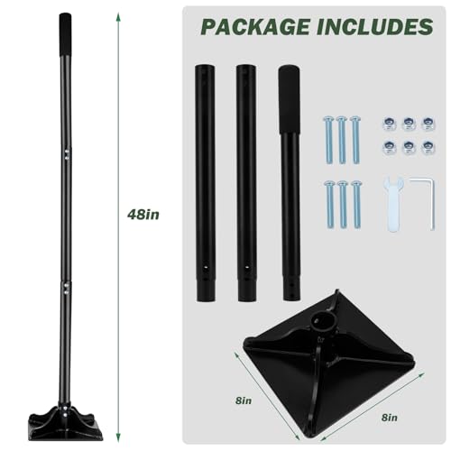 8\"x8\" Tamper Tool Landscaping Hand Tamper with 48 inch Steel Handle, Steel Tamper/Ground Tamper/Garden Tamper Tool, Heavy Duty Dirt Tamper/Soil Tamper Tool (Black)