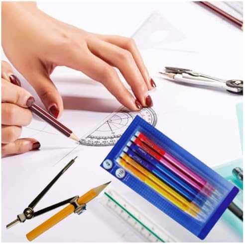 Mathematical Set & Stationery Supplies - 22 Pcs Geometry sets for secondary school with Geometry compass sets, protractor set, set squares, mechanical HB pencils, gel pens in black, red, blue, eraser