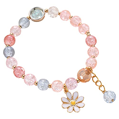 Mädchen-Armband mit Margeriten-Glasperlen und Blumen-Anhänger für den Valentinstag Cover