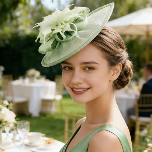 Image of DRESHOW Women Fascinator Hats Tea Party Hat Vintage Pillbox Hat Headband for Cocktail