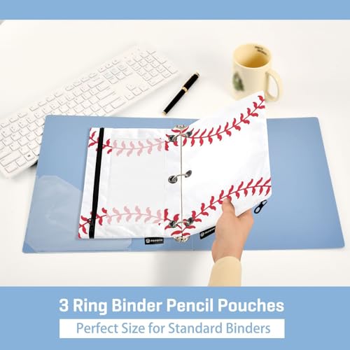 Image of FBaseball Pencil Pouch for 3 Ring Binder 2 Pack Clear Window Pencil Bags with Zipper Pencil Case for School Class Office College Supplies
