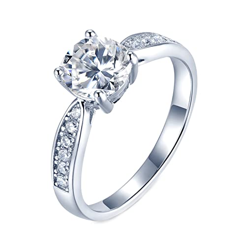 Bague fiancaille moissanite 1ct en argent 925 avec halo eclatant demi eternite pour femme