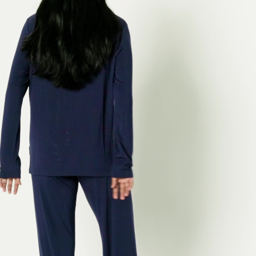 Essentials Women's Knit Jersey Pajama Set - Navy Silhouette Floral, Plus Size 2X, Relaxed Fit