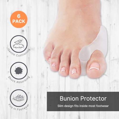 Image of NatraCure Gel Big Toe Bunion Guards & Toe Spreaders - 1315-M RET6PK - (6 Pieces) - (for Pain Relief from Crooked Toes, Pressure, and Hallux Bunions)