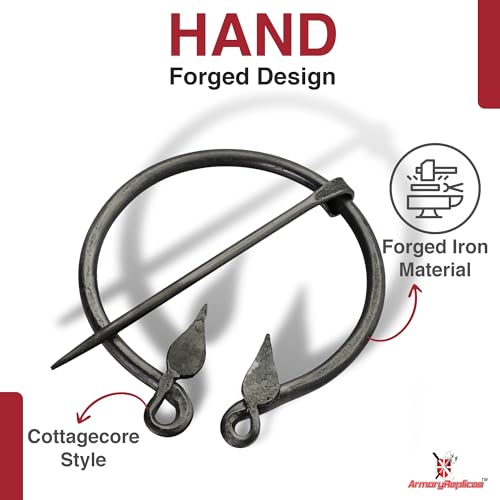 Armory Replicas™ Hand-Forged Viking & Celtic Cloak Pin Brooch – Medieval Fibula for Costumes, Reenactments, Cosplay & Historical Dress Accessories3