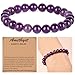 QOGIR Amethyst Bracelet - Anxiety Bracelet for Women Men - Handmade Natural Gem Stone Beaded Stretch Elastic Healing Bracelets 8mm