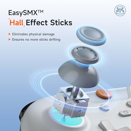 EasySMX X05 Controller PC mit 7 Farbe RGB Licht, PC wireless mit Hall Joysticks & Hall Triggers, Bluetooth Controller für Switch/Steam/Handy