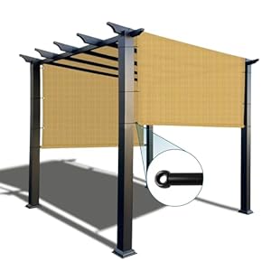 Coarbor 16×12 outdoor pergola universal replacement shade cover canopy with grommets weight rods shade screen panel for patio deck backyard gazebo pergola porch sand  urban country home decor