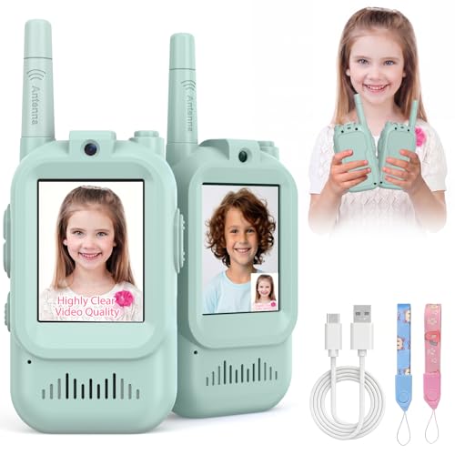 Image of Walkie Talkies for Kids Pack of 2, Rechargeable Long Range Two Way Radios Toys for Boys Girls Age 3-5, Outdoor Adventure Camping Hiking, Birthday with Pink Blue Design