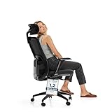 Desktronic Verstellbarer ergonomischer Bürostuhl | Schreibtischstuhl mit Lendenwirbelstütze, Höhenverstellung Körper Atmungsaktives Gewebe-Breite Sitzfläche SitOne Schwarz