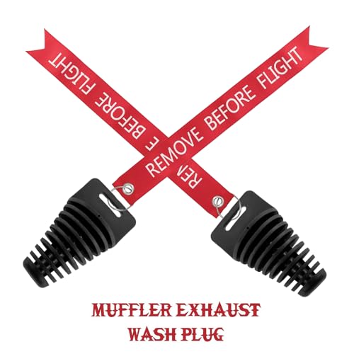 Image of Muffler Exhaust Wash Plug, Hoedia 2 Pack Wash Plugs with 2 Streamers, Fit most 2 Stroke 4 Stroke Motorcycle Bikes with Rubber Exhaust Silencer