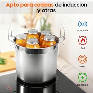 HOMKULA Marmite à Conserves en Acier Inoxydable avec Grille et Couvercle – Grand Stérilisateur pour Bocaux – Kit Complet pour Débuter les Conserves Maison (Noir, 19 L)