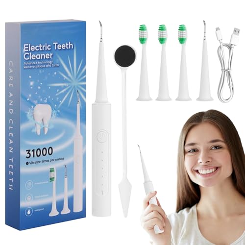 Kit de Limpieza,Cepillo Eléctrico - Dispositivo Portátil con 4 Cabezales Reemplazables para Ortodoncia, Dentadura Postiza y Viajes
