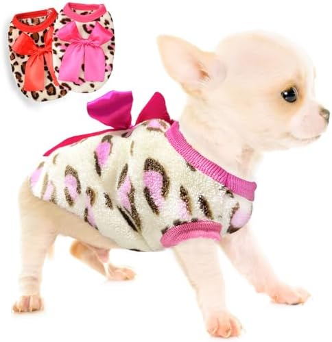 2 Pieces Chihuahua Sweater Dog Sweater for Small Dogs Teacup Dog Clothes for Extra Small Dogs Xmas Pet Puppy Cat Clothing Sweater Warm Winter Clothes Xs