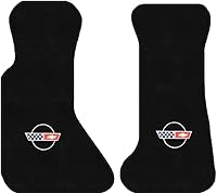 Vista 8 de Custom Fit 3 Piece Carpet Floor Mats Compatible with 1984-1996 Corvette Coupe with Silver C4 Flag Logo - Black